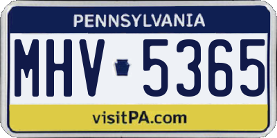 PA license plate MHV5365