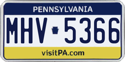 PA license plate MHV5366