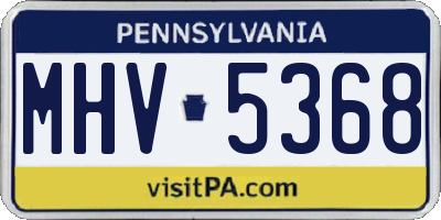PA license plate MHV5368