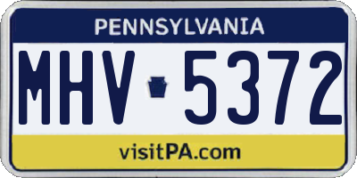 PA license plate MHV5372