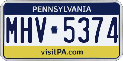 PA license plate MHV5374