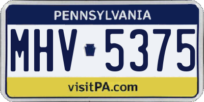 PA license plate MHV5375
