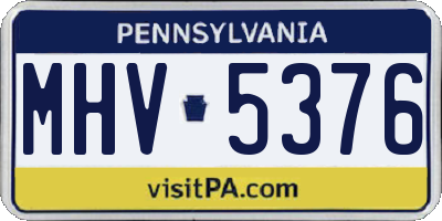 PA license plate MHV5376