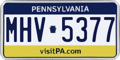 PA license plate MHV5377