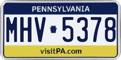 PA license plate MHV5378