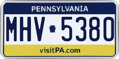 PA license plate MHV5380