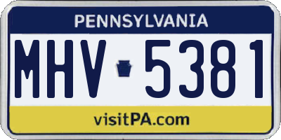 PA license plate MHV5381