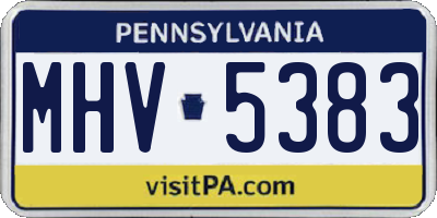 PA license plate MHV5383