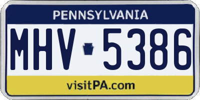 PA license plate MHV5386