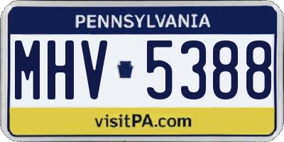 PA license plate MHV5388