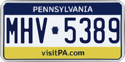 PA license plate MHV5389