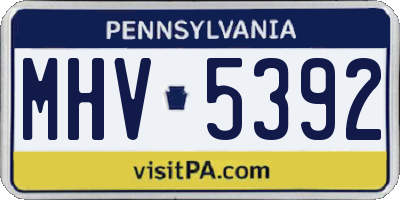 PA license plate MHV5392