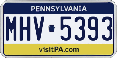 PA license plate MHV5393