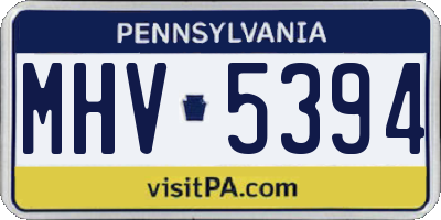 PA license plate MHV5394