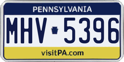 PA license plate MHV5396