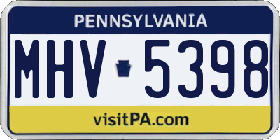 PA license plate MHV5398