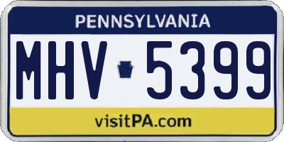 PA license plate MHV5399