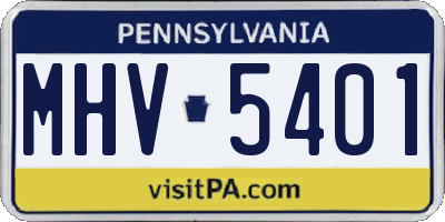 PA license plate MHV5401