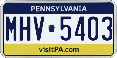 PA license plate MHV5403