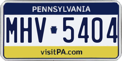 PA license plate MHV5404