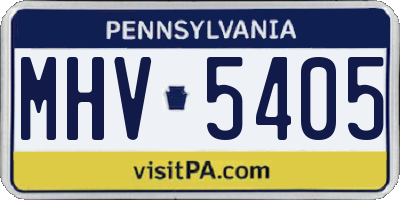 PA license plate MHV5405