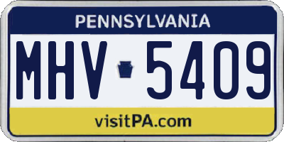 PA license plate MHV5409