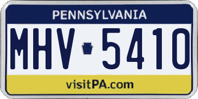 PA license plate MHV5410