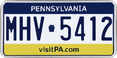 PA license plate MHV5412