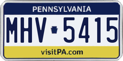 PA license plate MHV5415