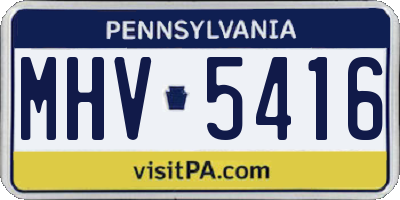 PA license plate MHV5416