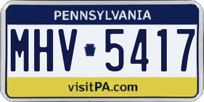 PA license plate MHV5417