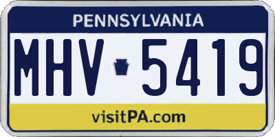 PA license plate MHV5419