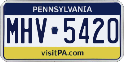 PA license plate MHV5420
