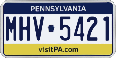 PA license plate MHV5421