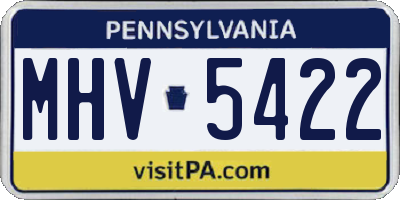 PA license plate MHV5422