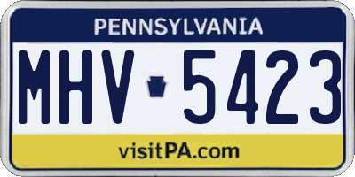 PA license plate MHV5423
