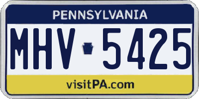 PA license plate MHV5425