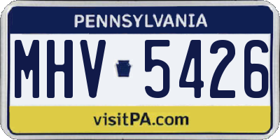 PA license plate MHV5426