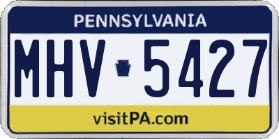 PA license plate MHV5427