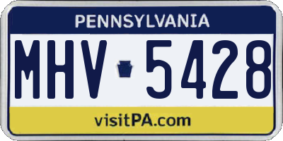 PA license plate MHV5428