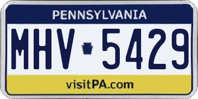 PA license plate MHV5429