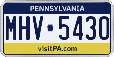 PA license plate MHV5430