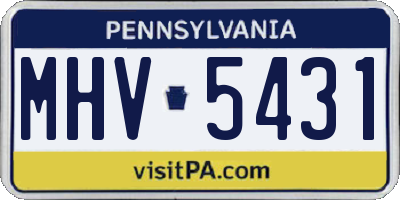 PA license plate MHV5431