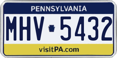 PA license plate MHV5432