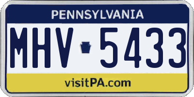 PA license plate MHV5433
