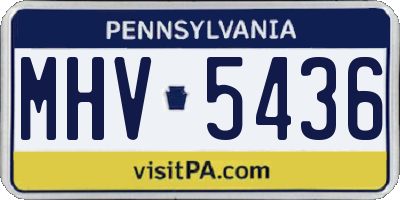 PA license plate MHV5436