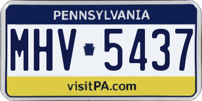 PA license plate MHV5437