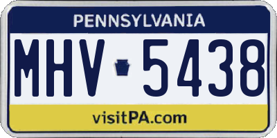 PA license plate MHV5438