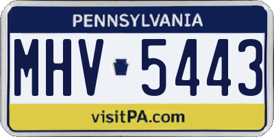 PA license plate MHV5443