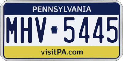 PA license plate MHV5445